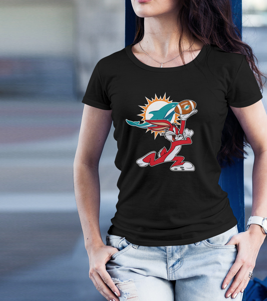 Miami Dolphins Bunny Football Fan T-Shirt