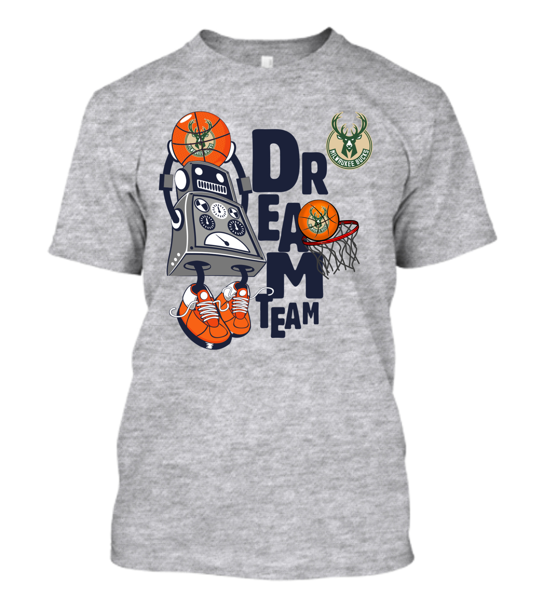 Milwaukee Bucks Dream Team Robot Basketball Fantasy T-Shirt