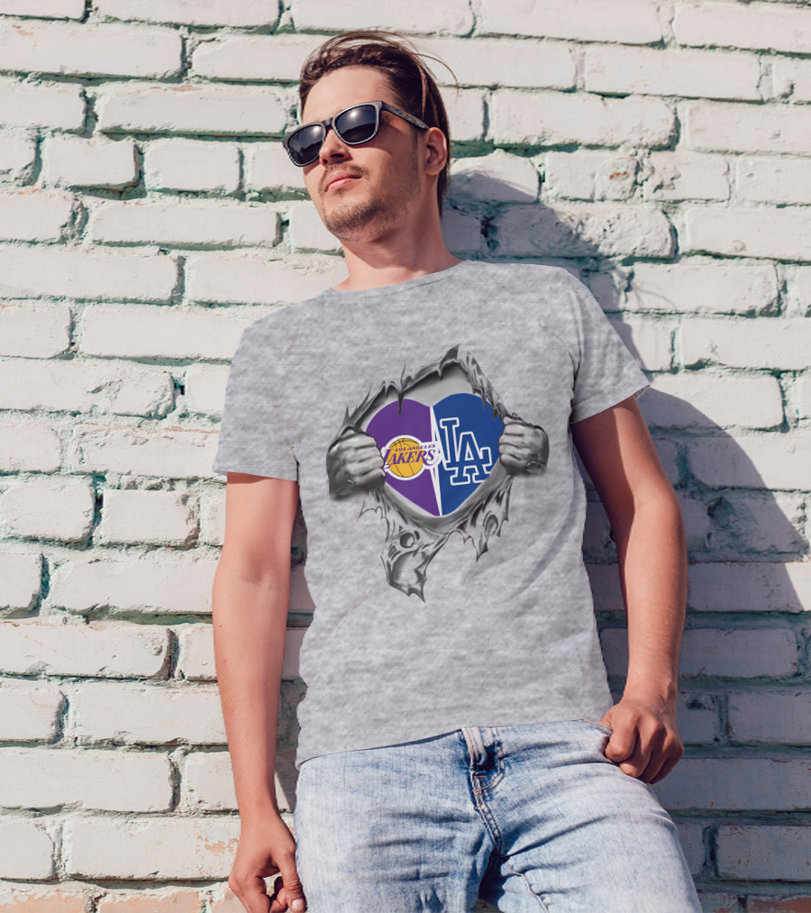 Los Angeles Lakers Dodgers Heart Symbol T-Shirt