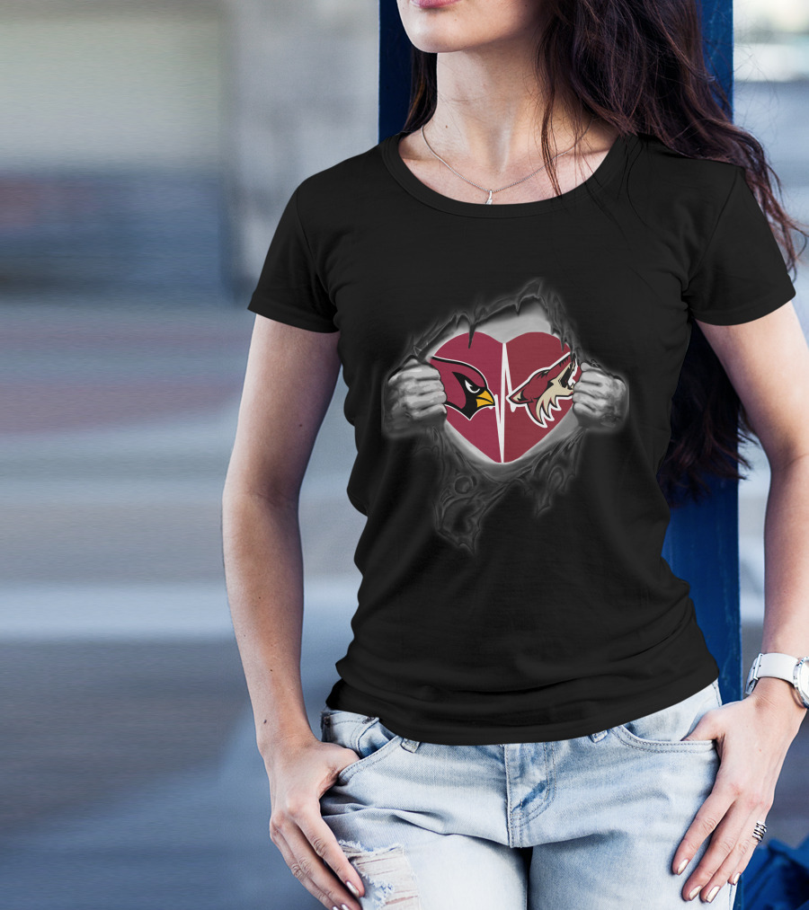 Arizona Cardinals Arizona Coyotes Heart T-Shirt