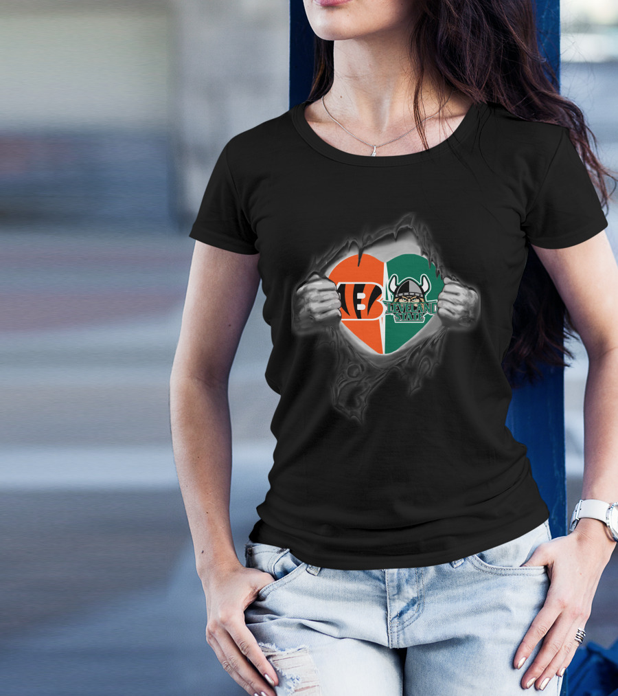 Bengals Cleveland State Vikings Heart T-Shirt