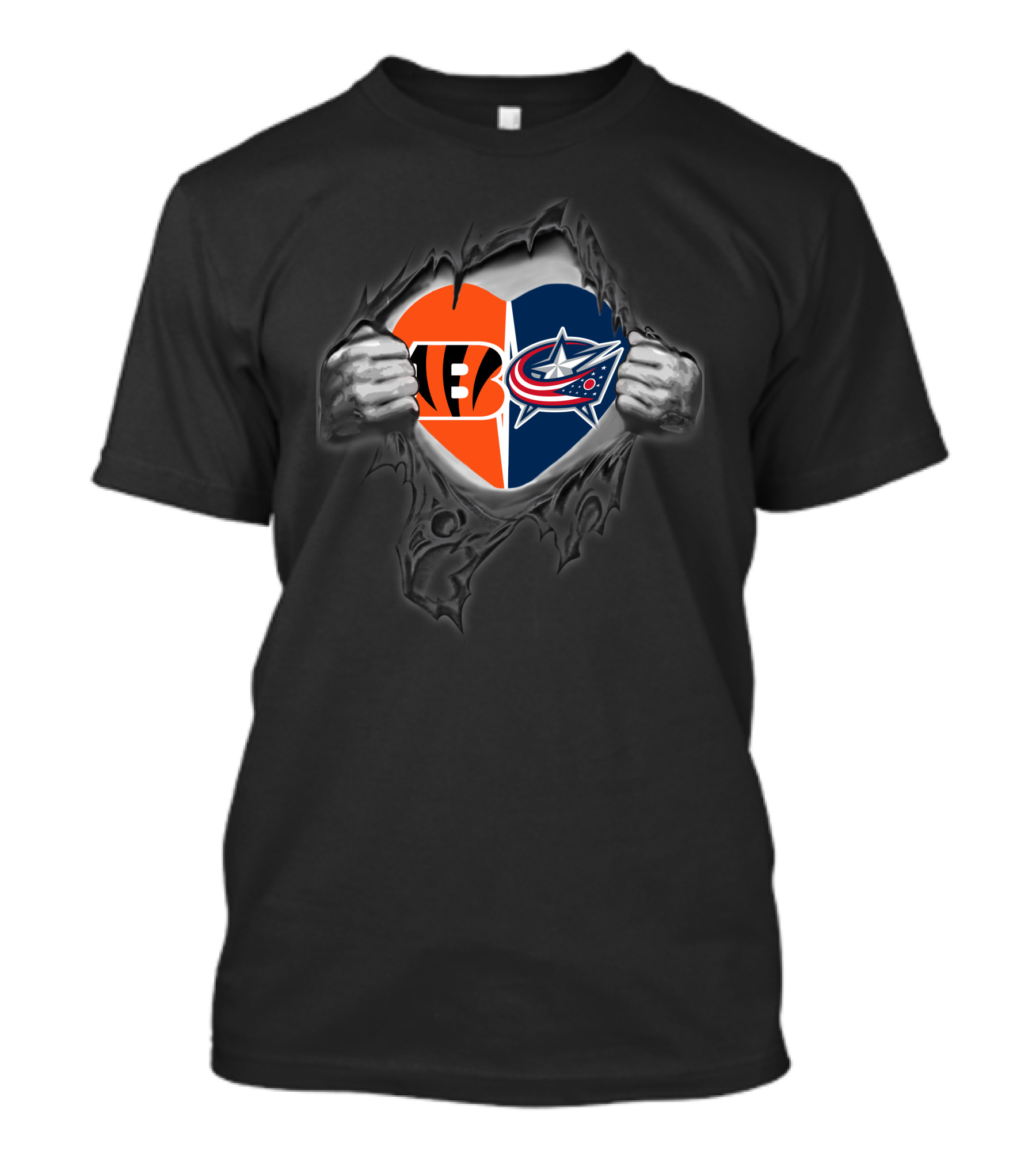 Bengals Columbus Blue Jackets Heart Logo T-Shirt