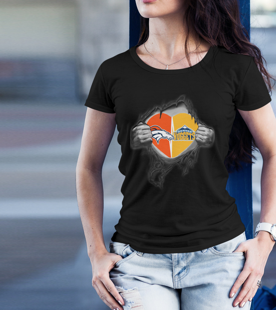Heart Of Broncos And Denver Nuggets Loyalty Revealed T-Shirt