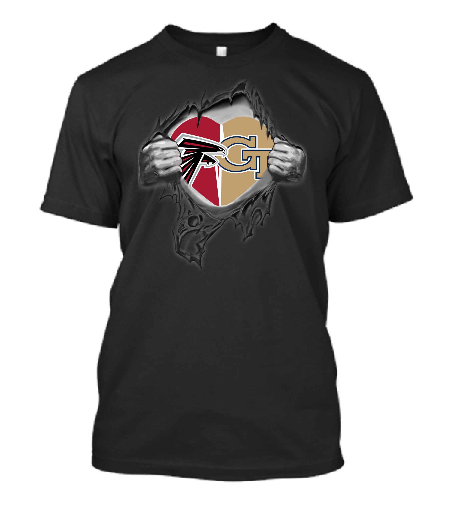 Falcons Georgia Tech Heart Logo Peeling T-Shirt