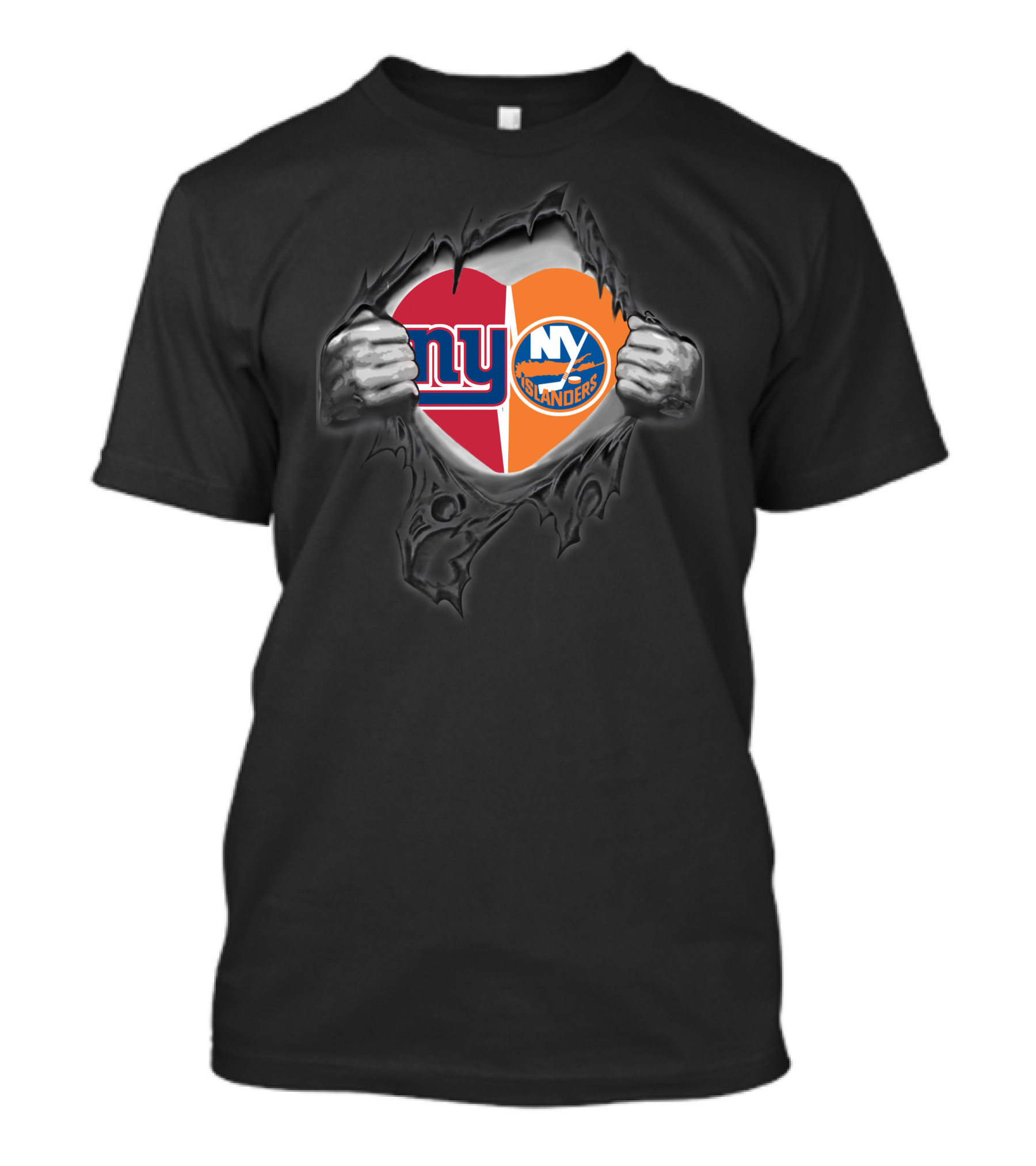 New York Giants NY Islanders Heart Logo Split T-Shirt