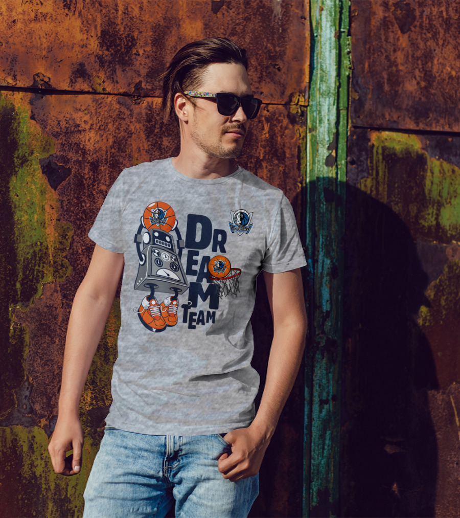 Dallas Mavericks Dream Team Robot With Basketball And Hoop T-Shirt