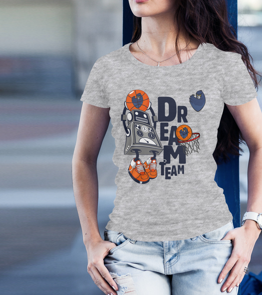 Monmouth Basketball Robot Team With Owl Hoop T-Shirt