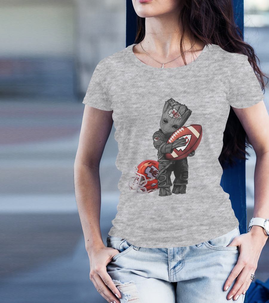 Kansas City Chiefs Baby Groot Football Helmet T-Shirt