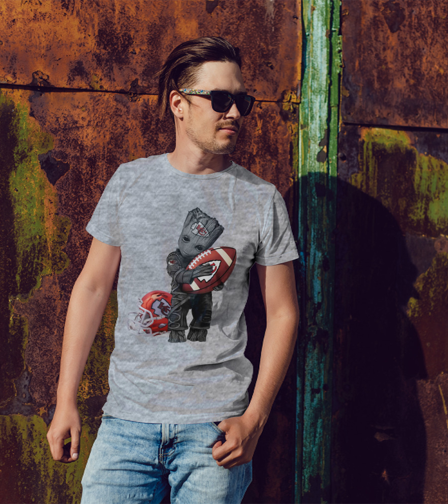 Kansas City Chiefs Baby Groot Football Helmet T-Shirt