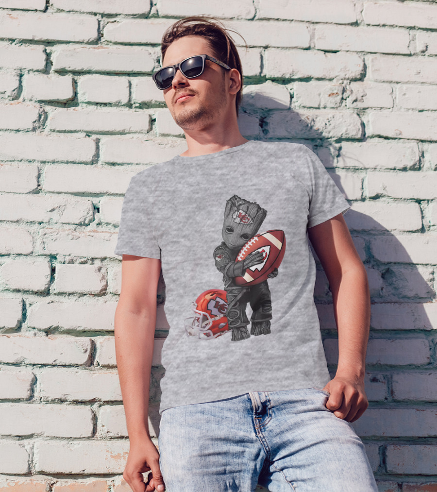 Kansas City Chiefs Baby Groot Football Helmet T-Shirt