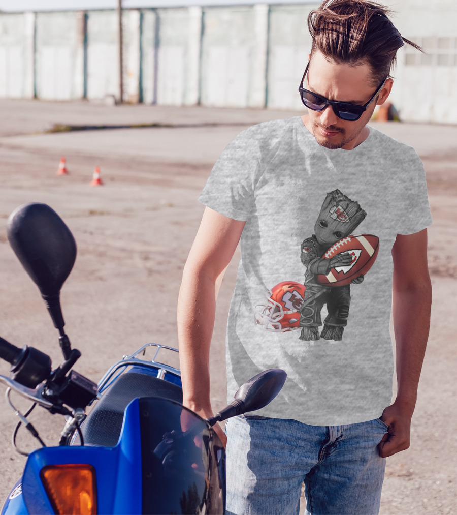 Kansas City Chiefs Baby Groot Football Helmet T-Shirt