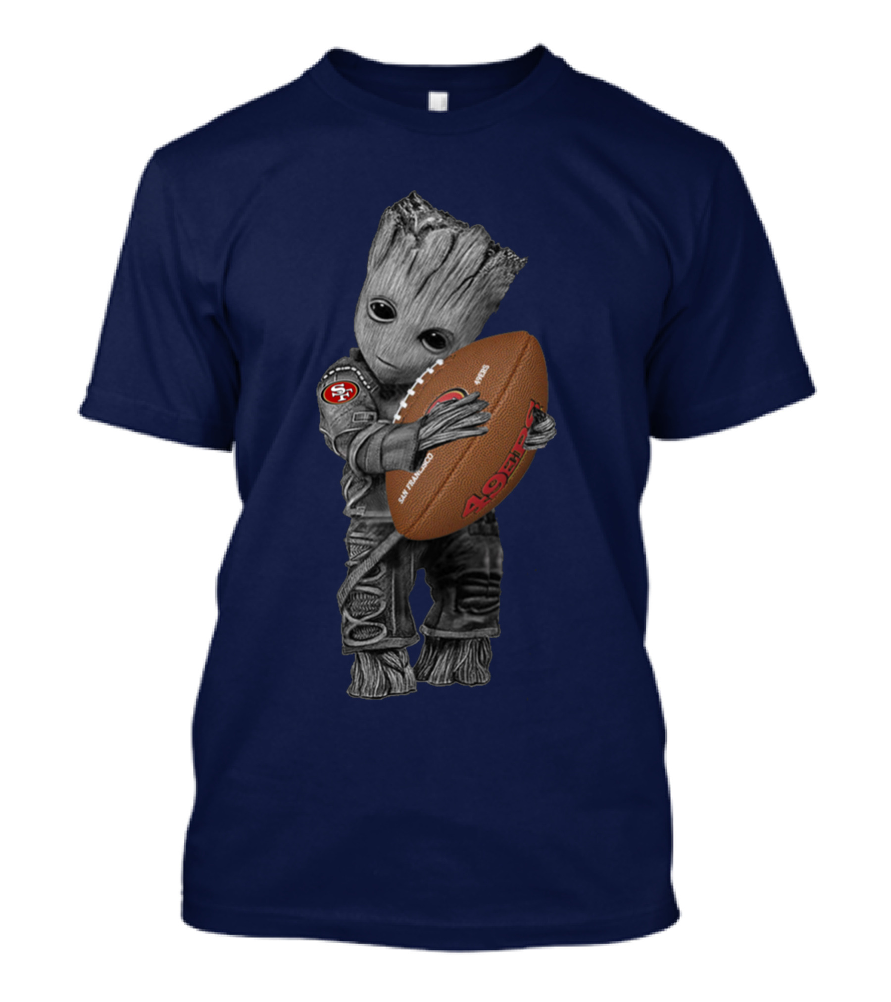 49ers Baby Groot Holding Football Nfl Crossover T-Shirt