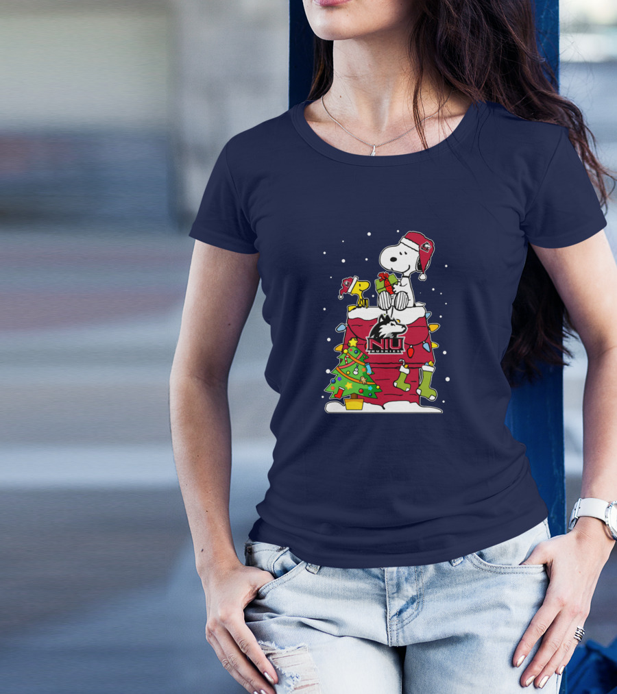 Northern Illinois Huskies Snoopy Woodstock Christmas Happy New Year T-Shirt