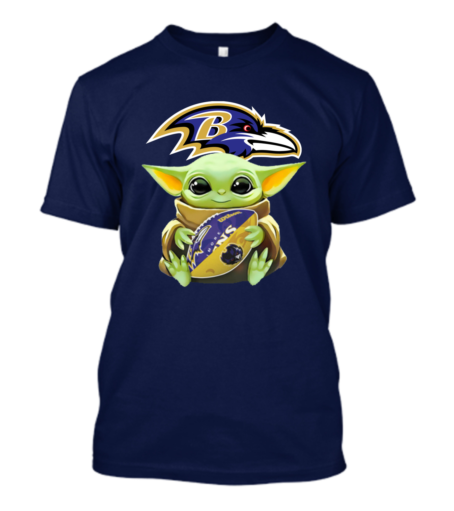 Baltimore Ravens Baby Yoda Holding Football With Team T-Shirt