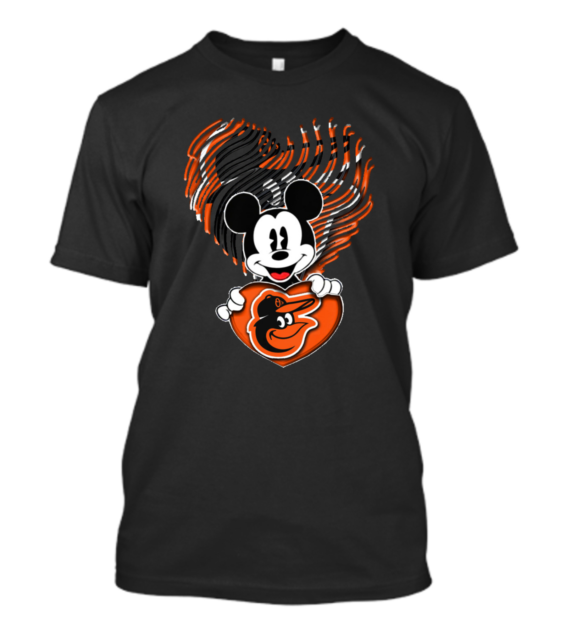 Baltimore Orioles Mickey Mouse Heart T-Shirt
