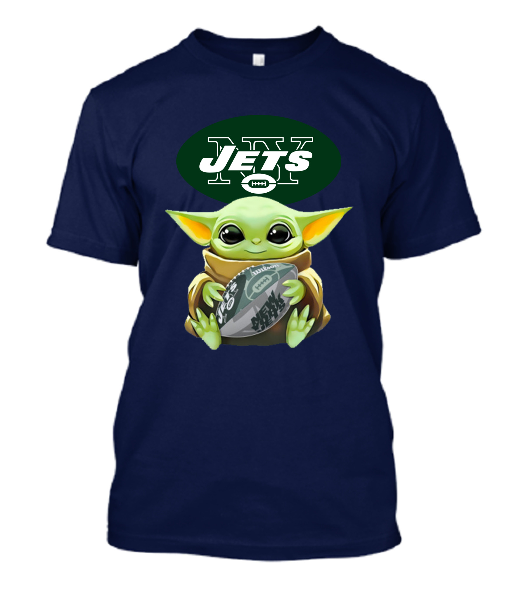 Jets Baby Yoda Holding Football New York T-Shirt