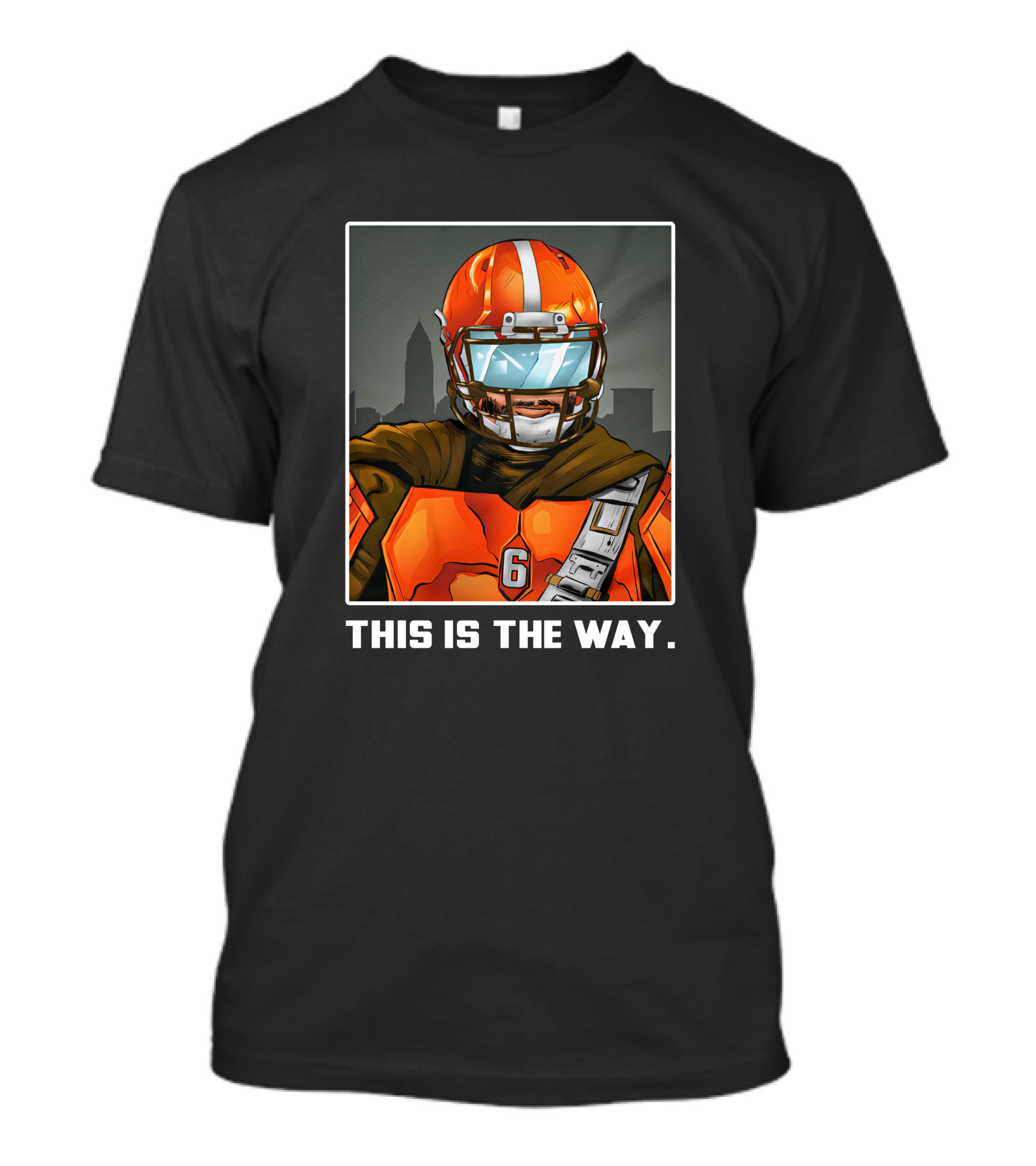 Nick Pedone This Is The Way Orange Football Helmet Visor Sci-Fi Armor 6 T-Shirt