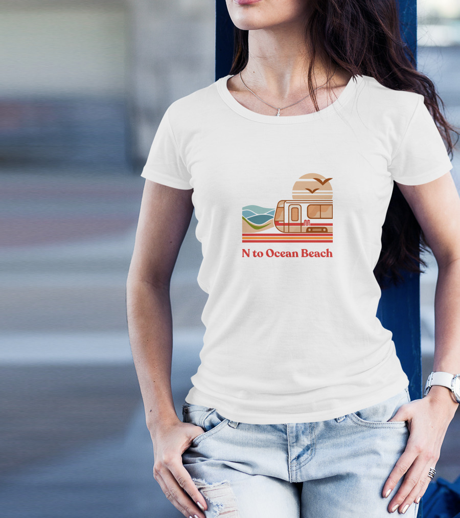 Chrisarvinsf N To Ocean Beach Tram With Scenic Coastline T-Shirt