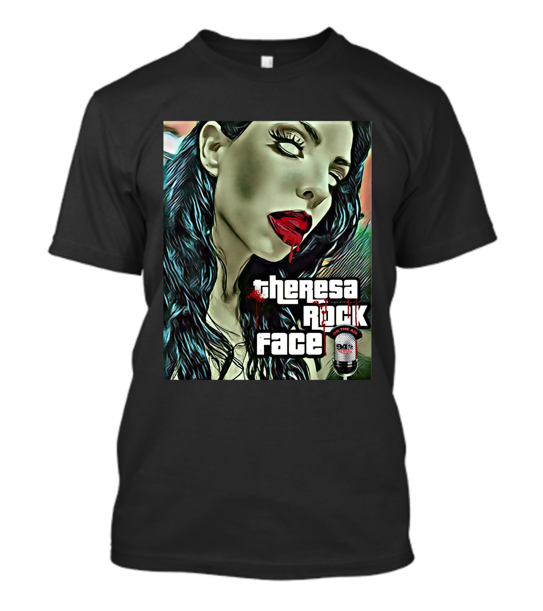 Theresa Rock Face Zombie Face 94.3 Radio Halloween Ram T-Shirt