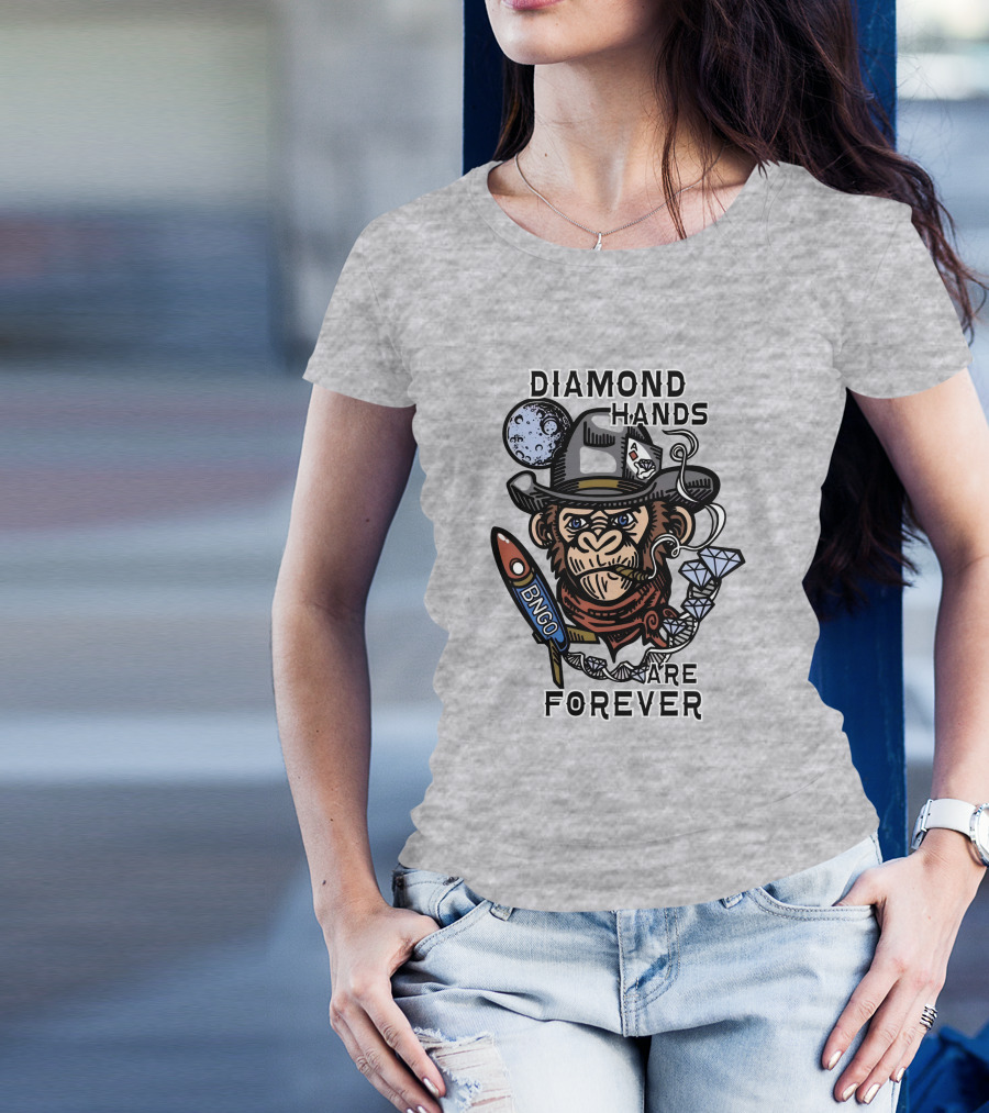 Diamond Hands Are Forever Bngo Ape Cowboy Space Rocket T-Shirt
