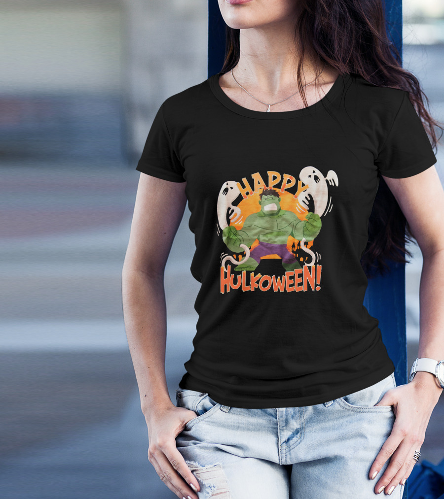 Happy Hulkoween Incredible Hulk Halloween Ghosts And Pumpkins T-Shirt