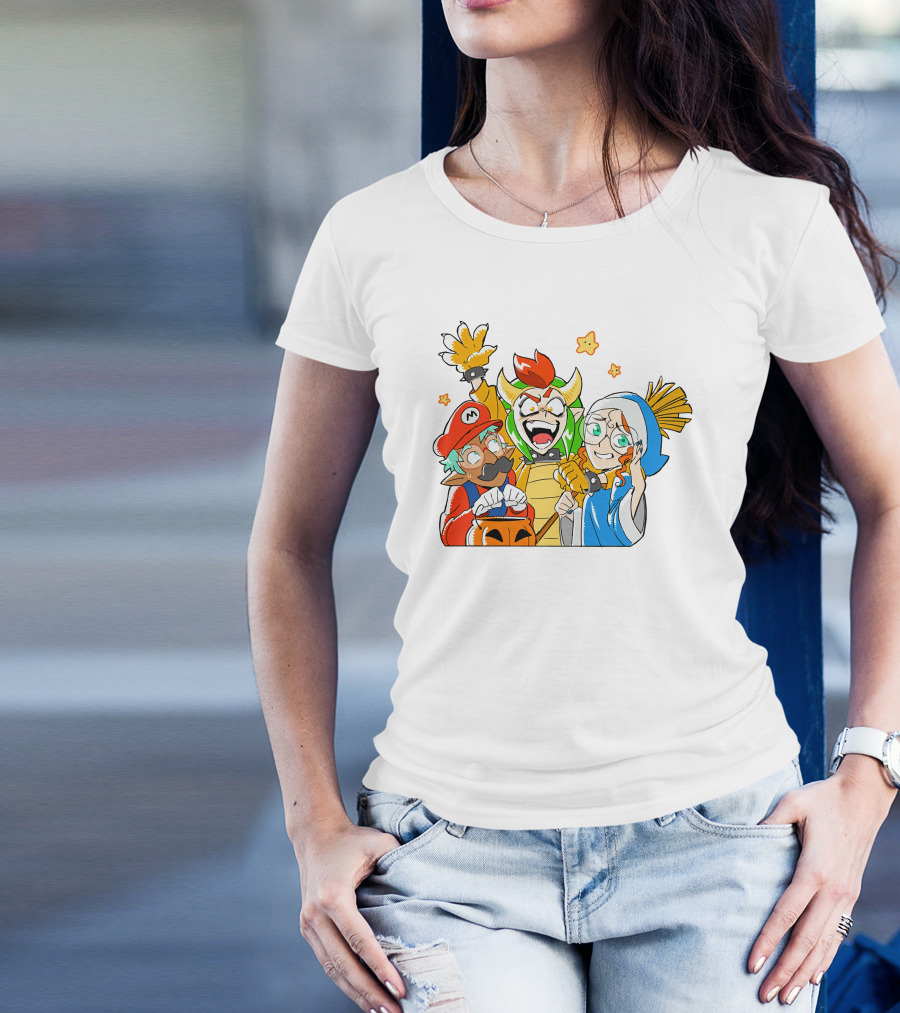 Bowser Mario And Princess Peach Celebrate Happy Halloween T-Shirt