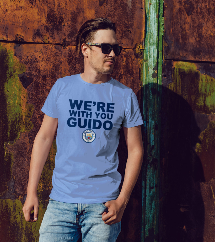 Manchester City We're With You Guido Support Belgian Fan Pep Guardiola Simon Bajkowski T-Shirt