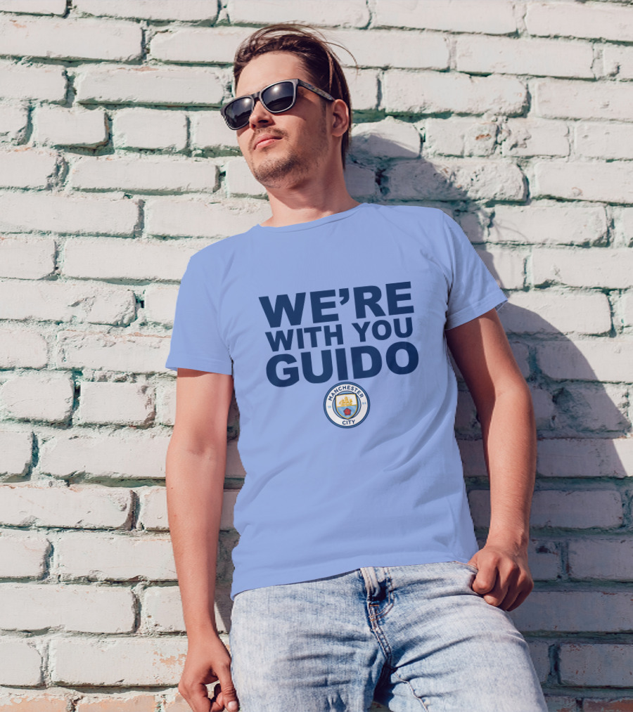 Manchester City We're With You Guido Support Belgian Fan Pep Guardiola Simon Bajkowski T-Shirt