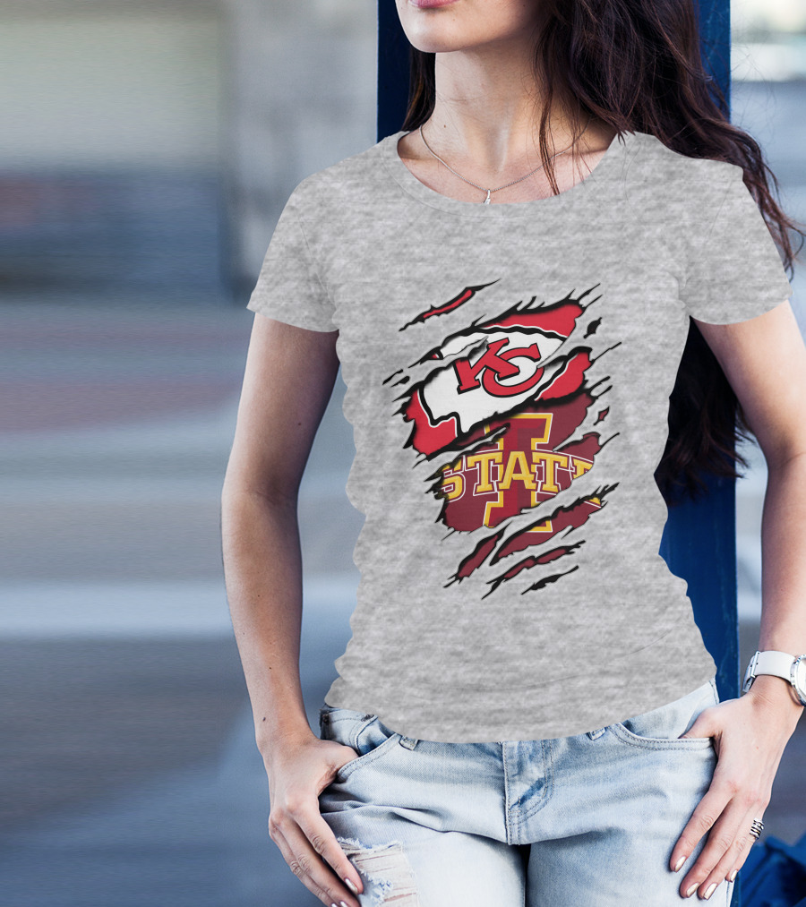 Kansas City Chiefs Iowa State Cyclones Torn T-Shirt