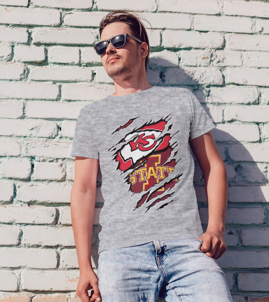 Kansas City Chiefs Iowa State Cyclones Torn T-Shirt
