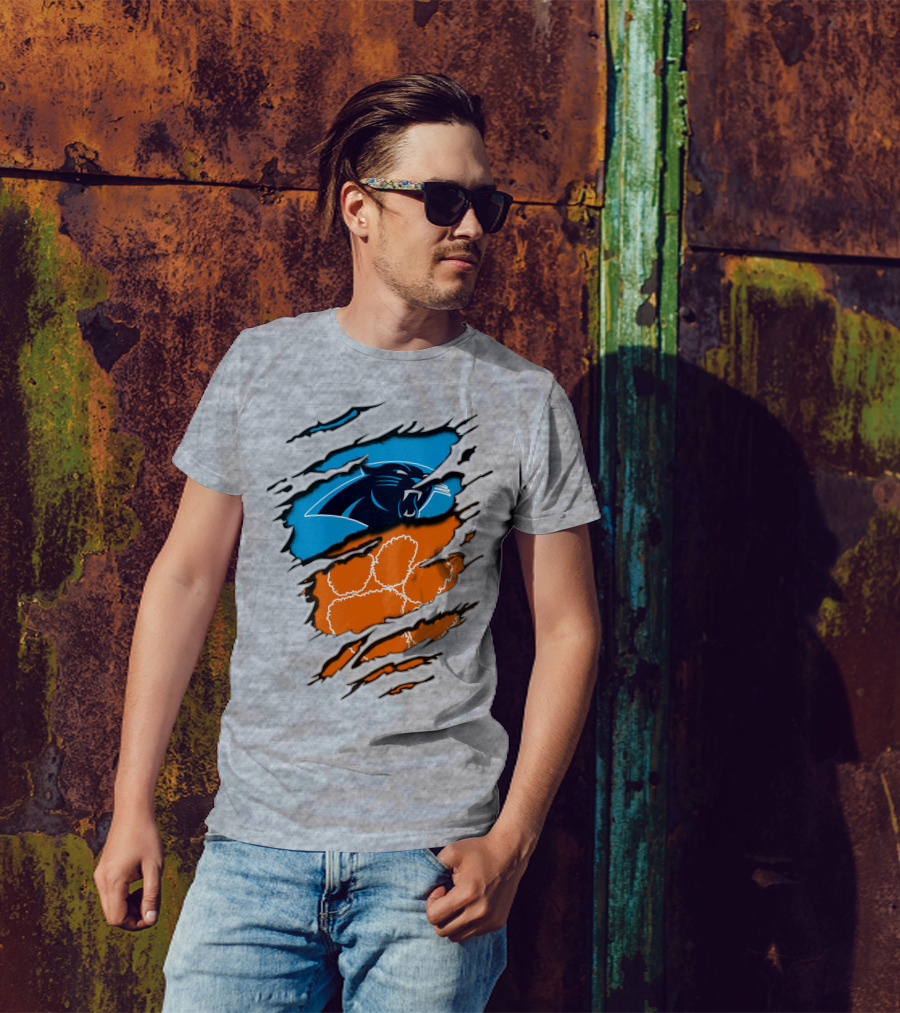 Carolina Panthers Clemson Tigers Paw Scratch T-Shirt