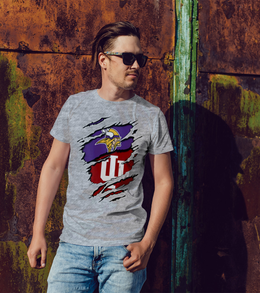 Vikings Indiana Hoosiers Torn Logo Mashup T-Shirt