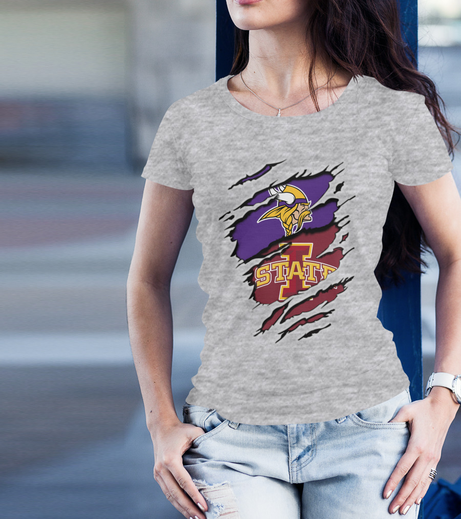 Minnesota Vikings Iowa State Cyclones Ripped T-Shirt