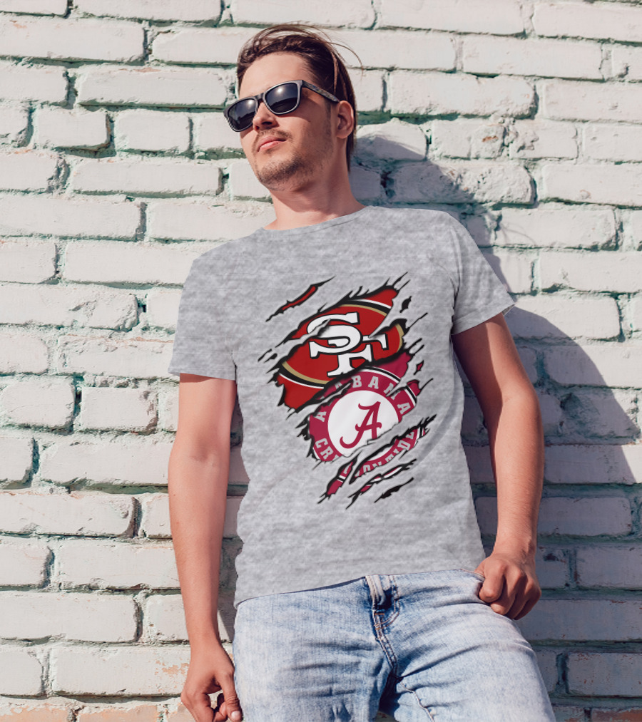 San Francisco 49ers Alabama Crimson Tide Fan Crossover T-Shirt
