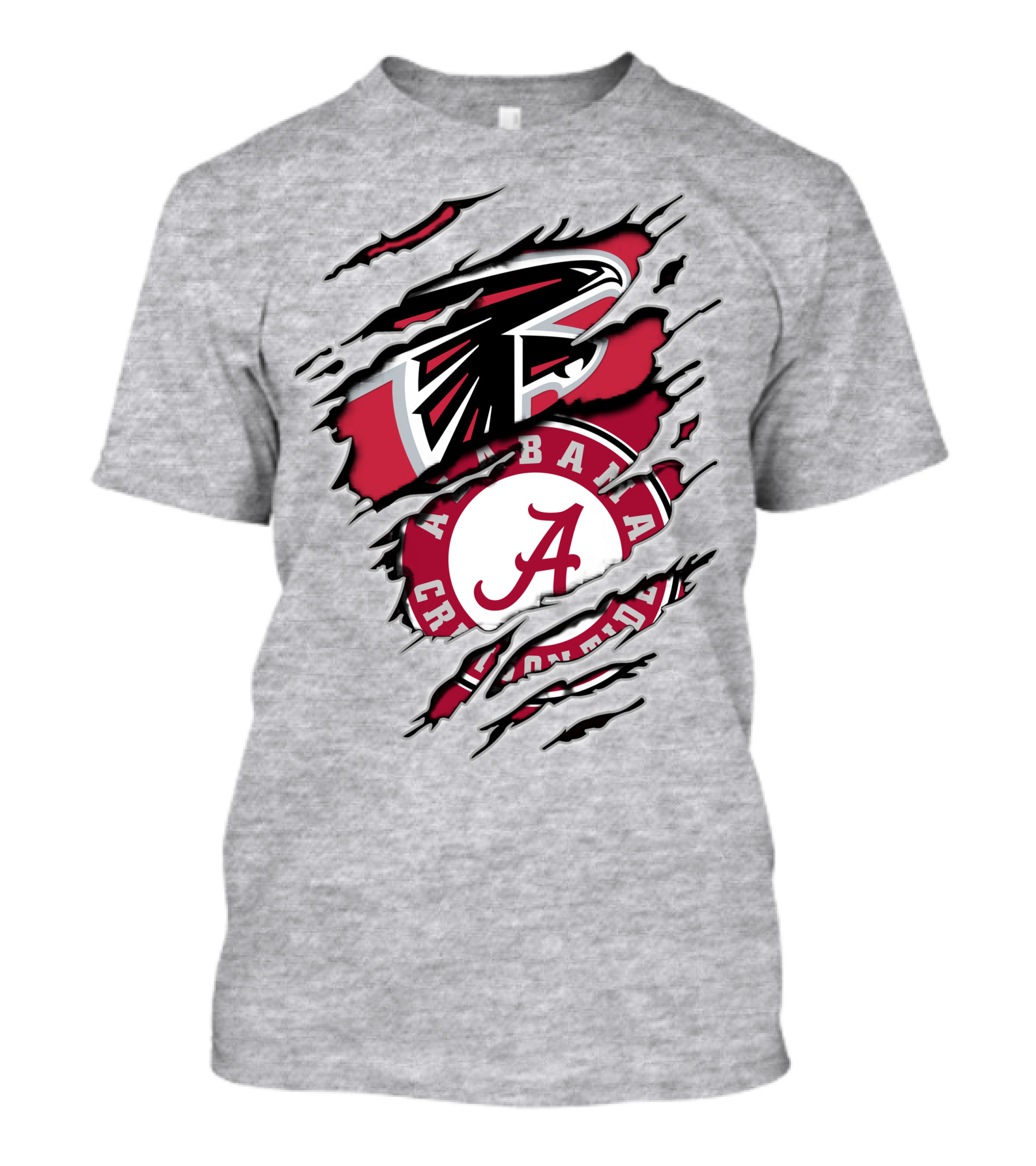 Alabama Crimson Tide Atlanta Falcons Ripped T-Shirt