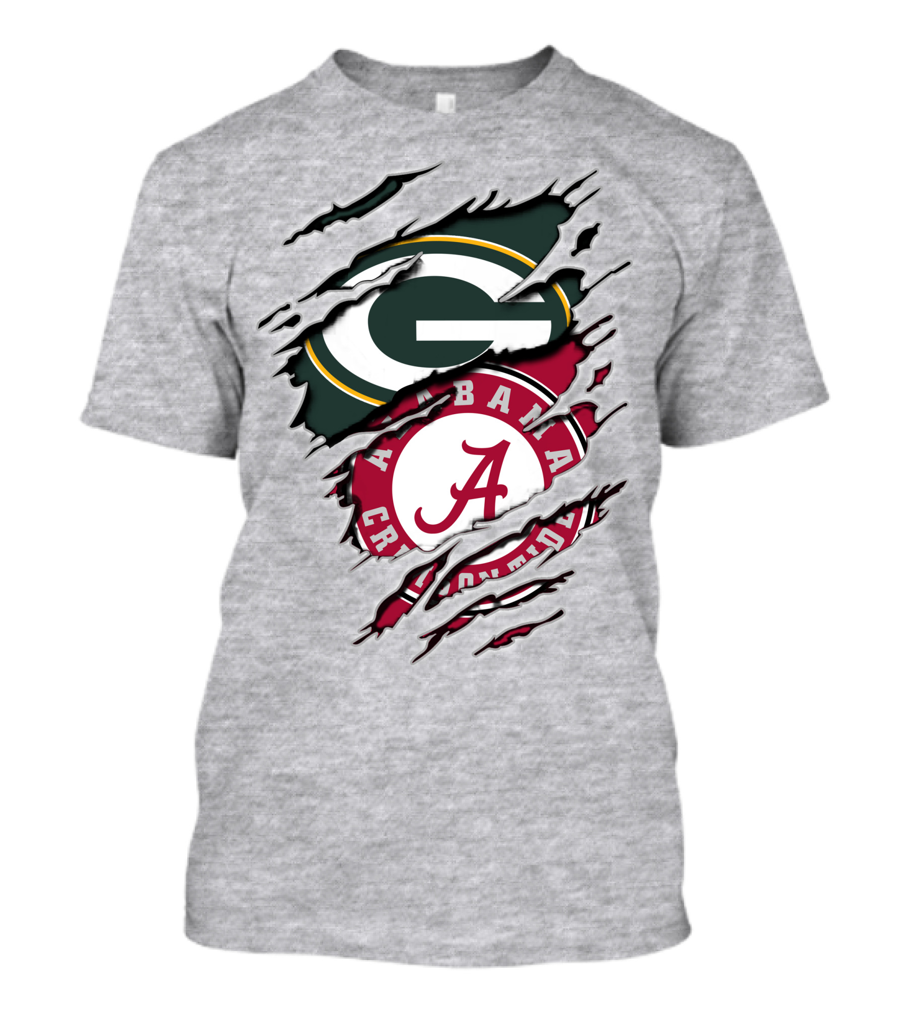 Alabama Crimson Tide Green Bay Packers Rip Effect T-Shirt
