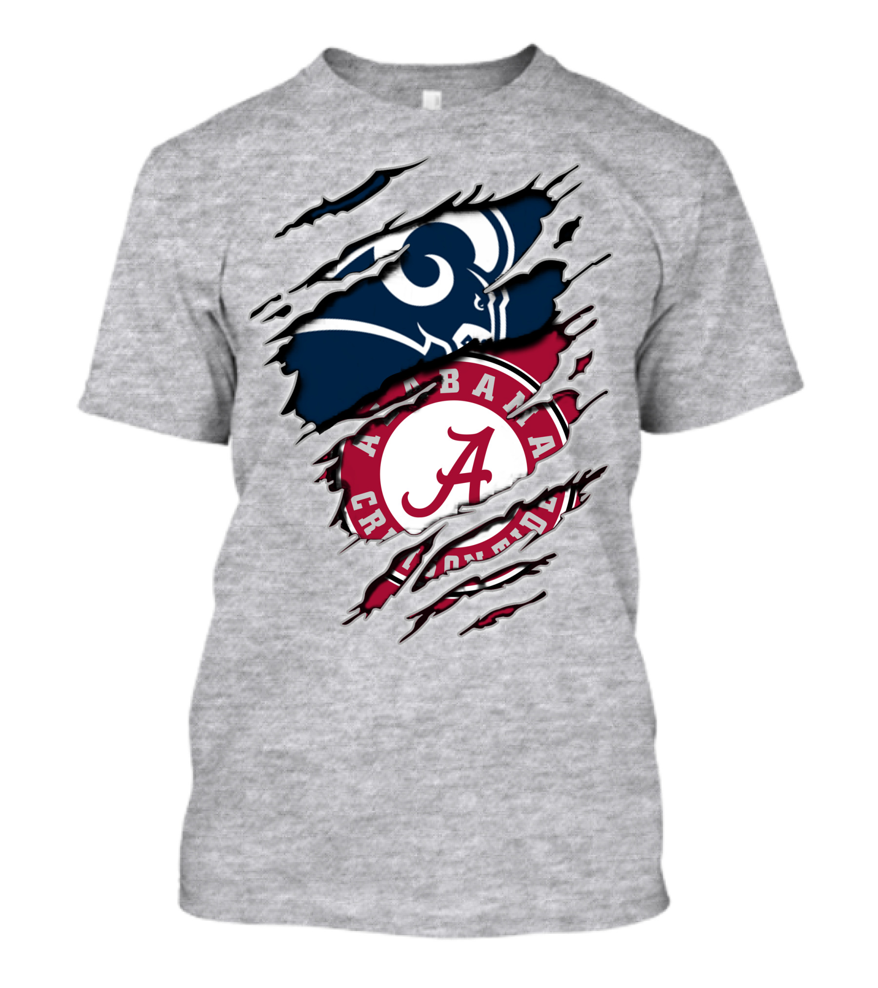 Alabama Crimson Tide Los Angeles Rams Logo Mashup T-Shirt