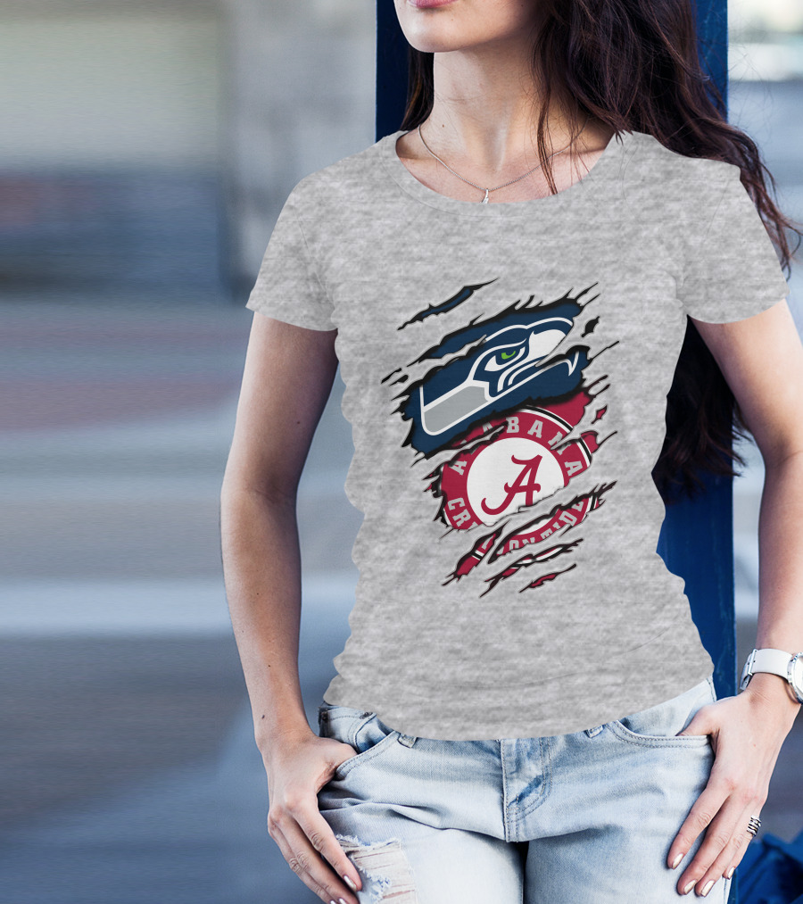 Seahawks Alabama Crimson Tide Football Fusion T-Shirt