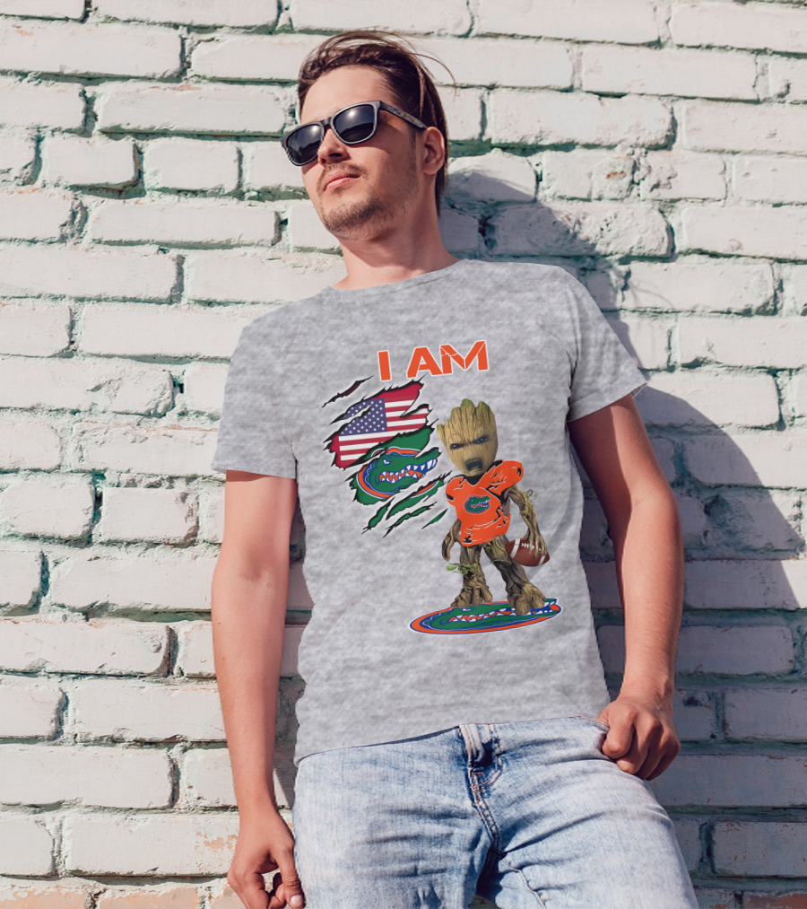 I AM Groot Florida Gators USA Flag Football T-Shirt