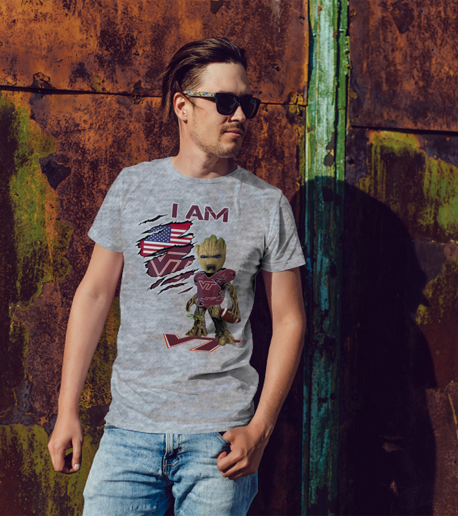 I AM Hokies VT Football And American Flag T-Shirt