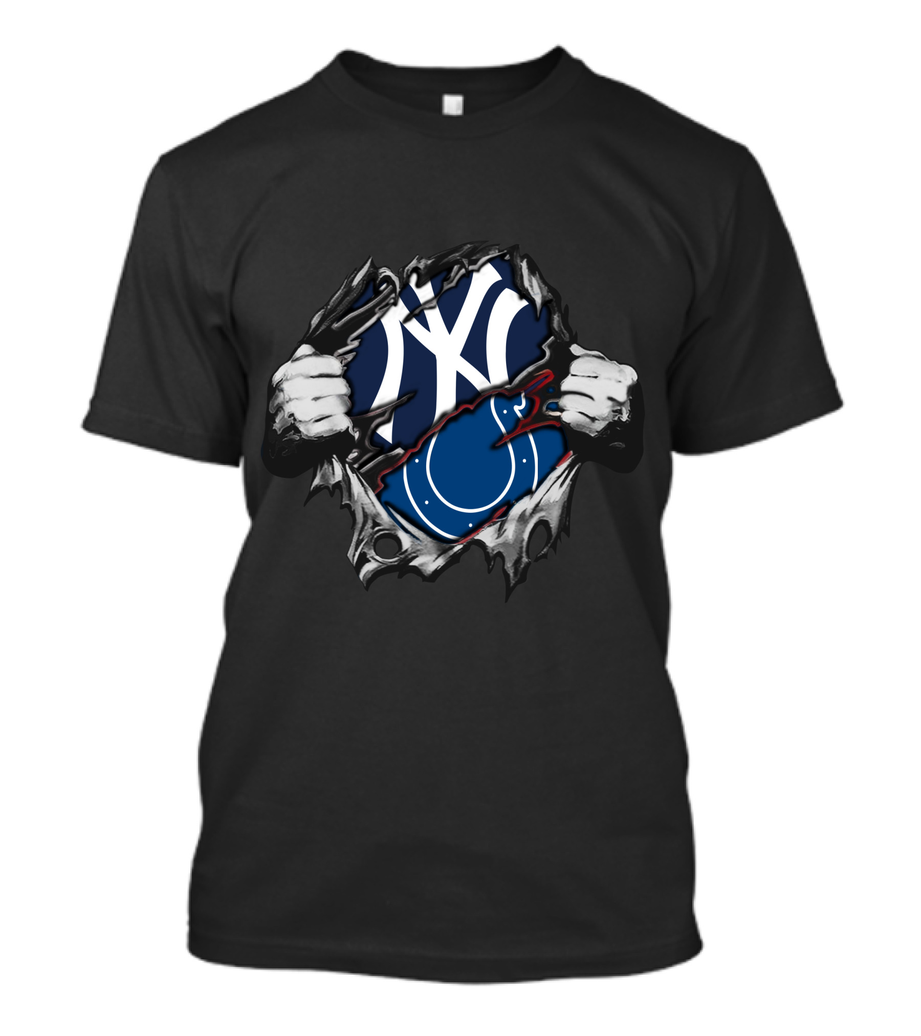 Colts Yankees Logo Fusion Peeling Effect T-Shirt