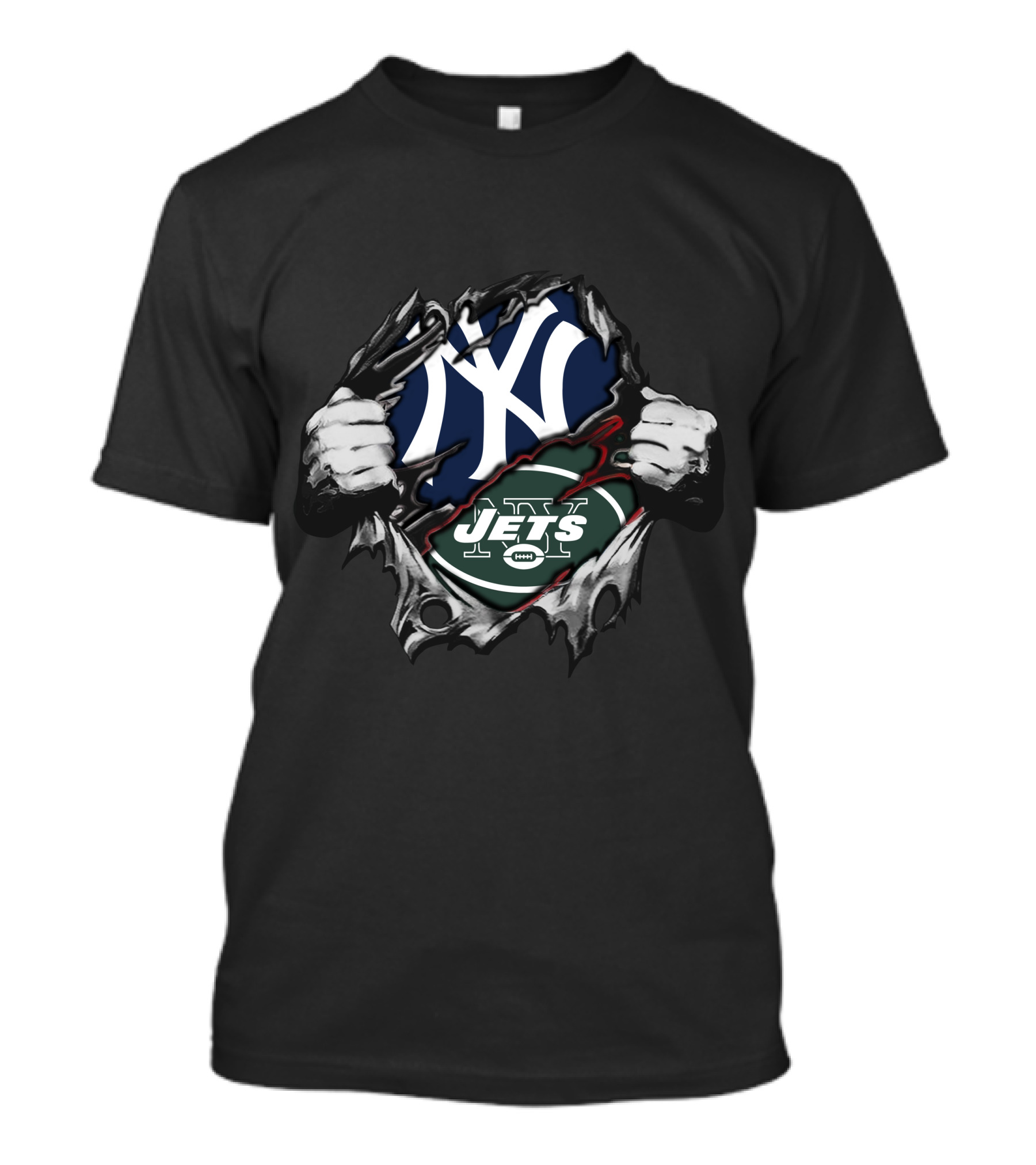 New York Yankees NY And New York Jets Logo Fusion T-Shirt