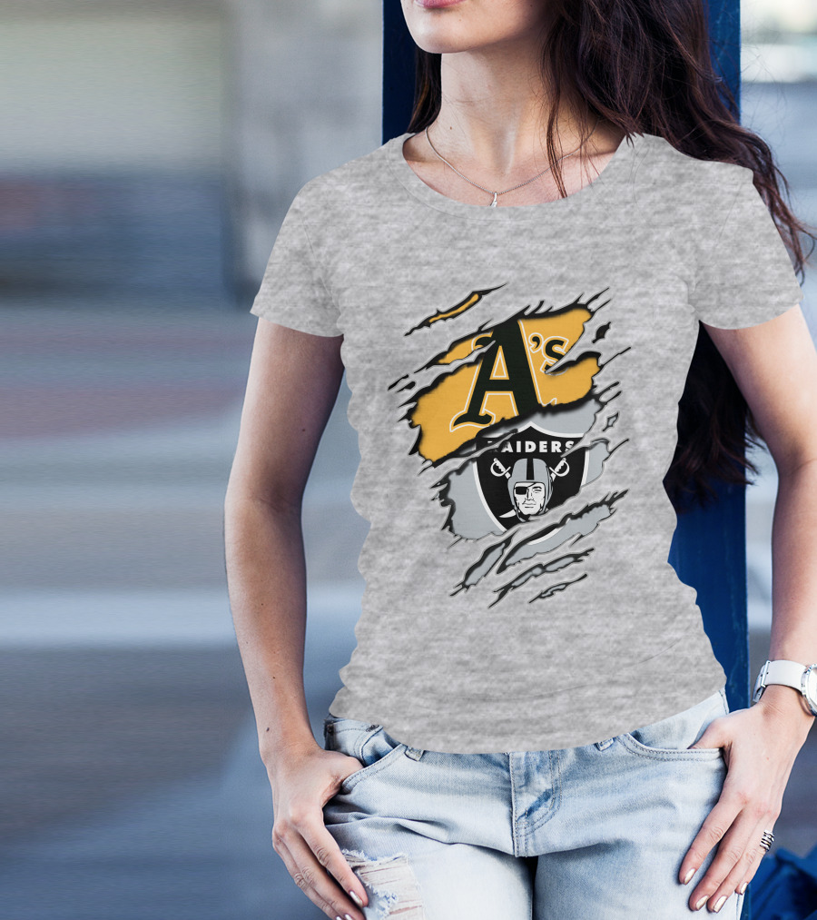 A's Raiders Ripped Crossover Sports T-Shirt