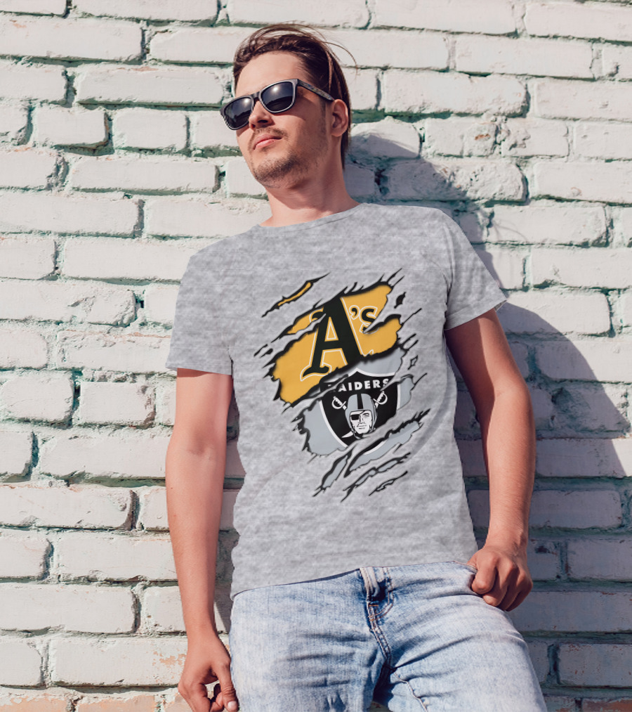 A's Raiders Ripped Crossover Sports T-Shirt