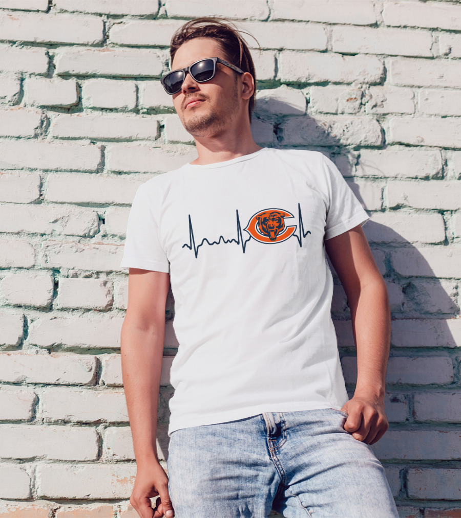 Heartbeat Chicago Bears Logo Electrocardiogram T-Shirt