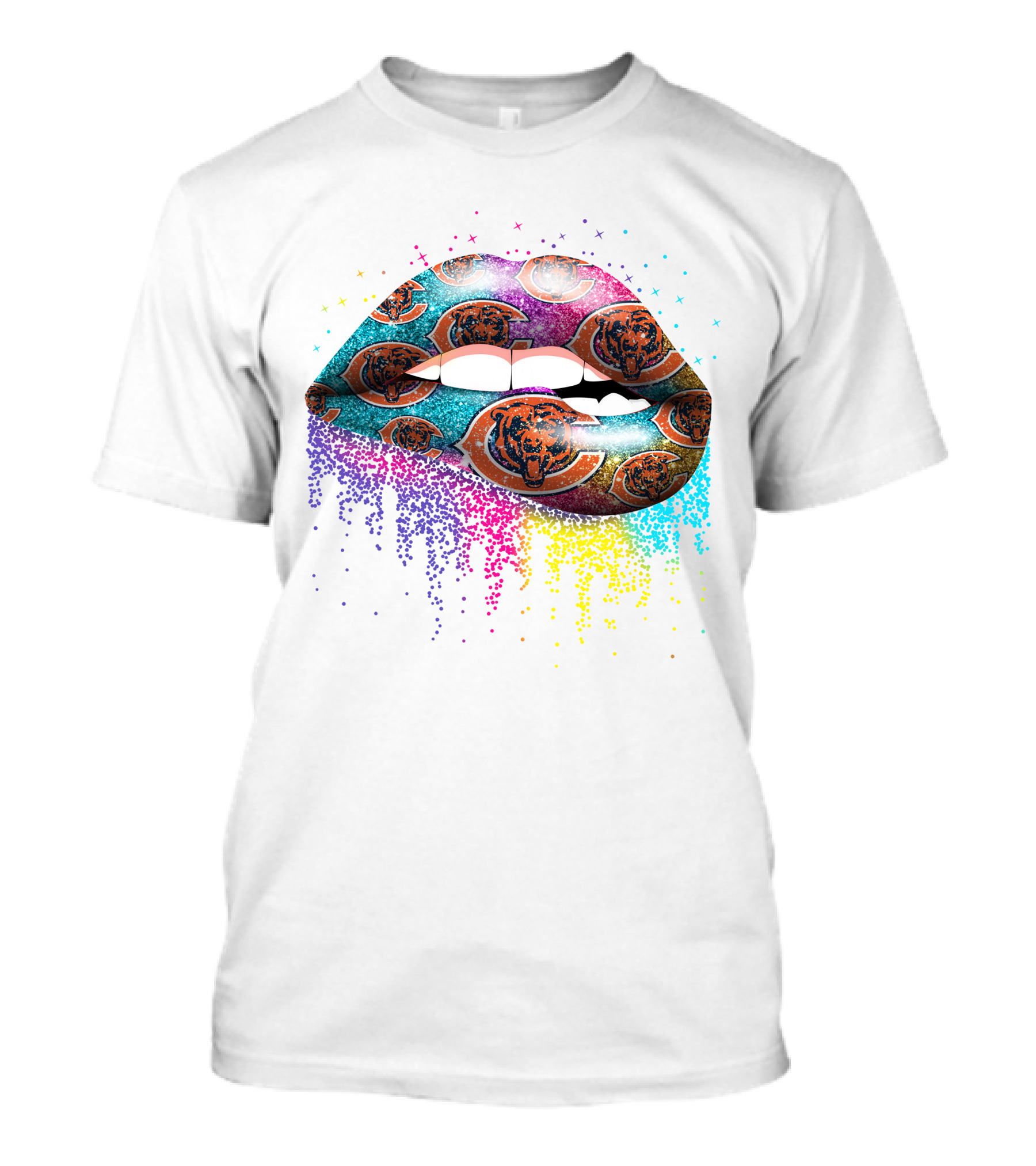Lips Rainbow Chicago Bears Logos T-Shirt