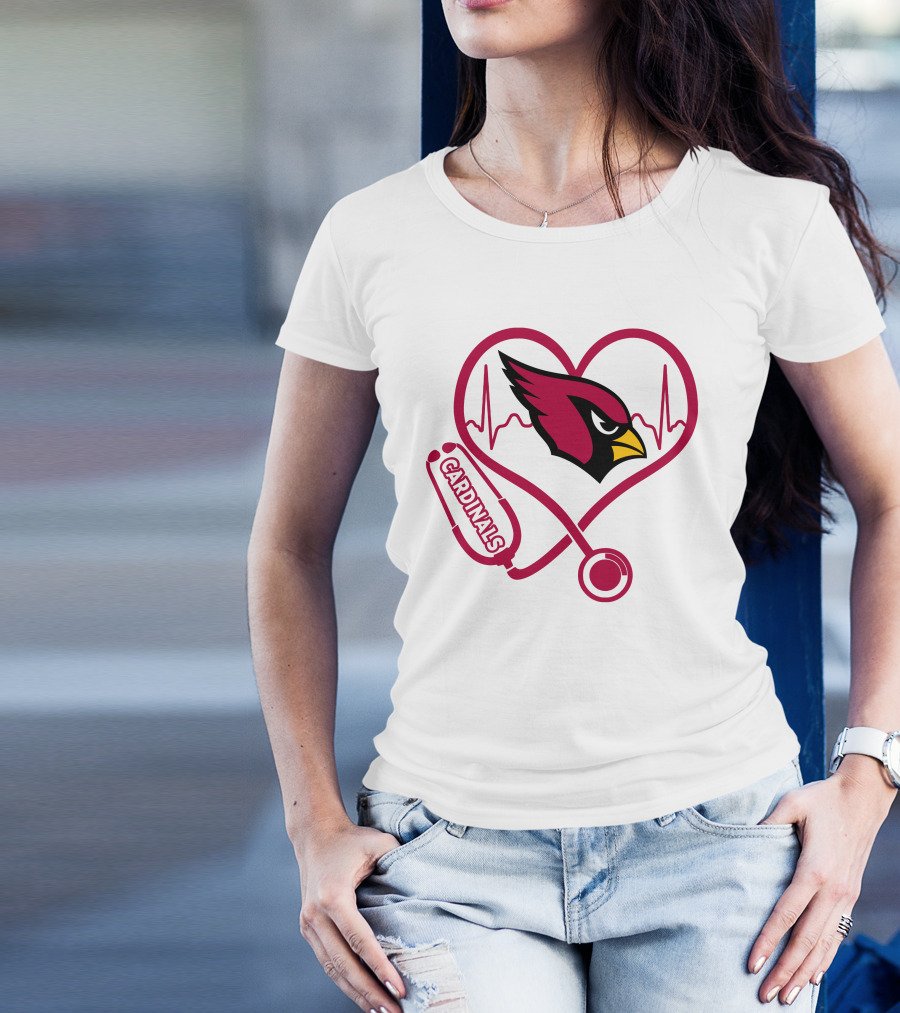 Arizona Cardinals Nurse Heartbeat Stethoscope T-Shirt