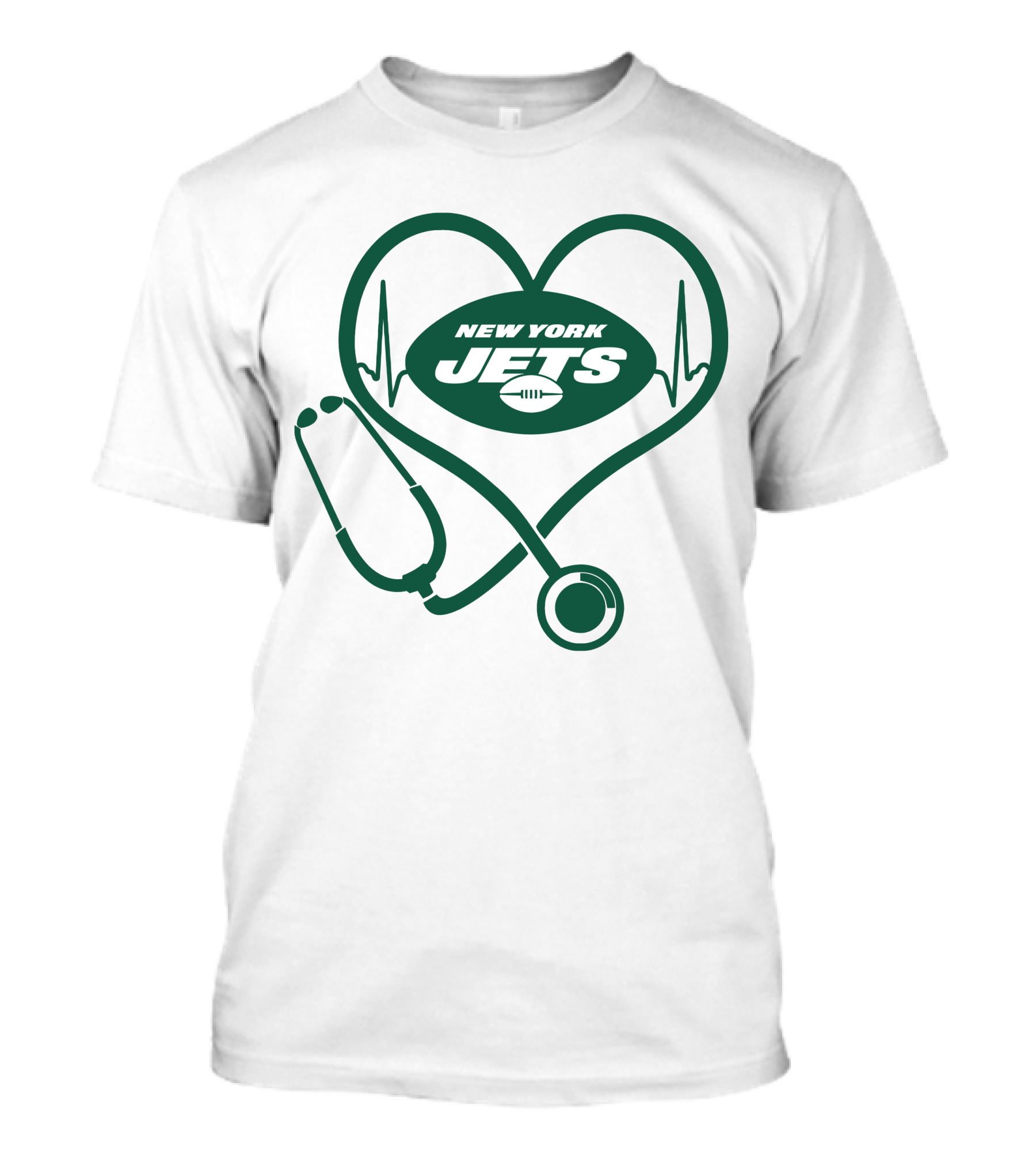 Nurse Heartbeat New York Jets Stethoscope T-Shirt