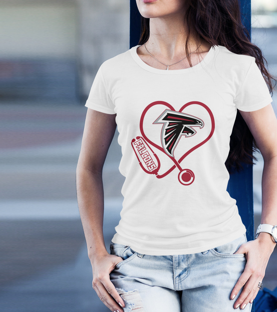 Atlanta Falcons Nurse Heart Stethoscope Love T-Shirt