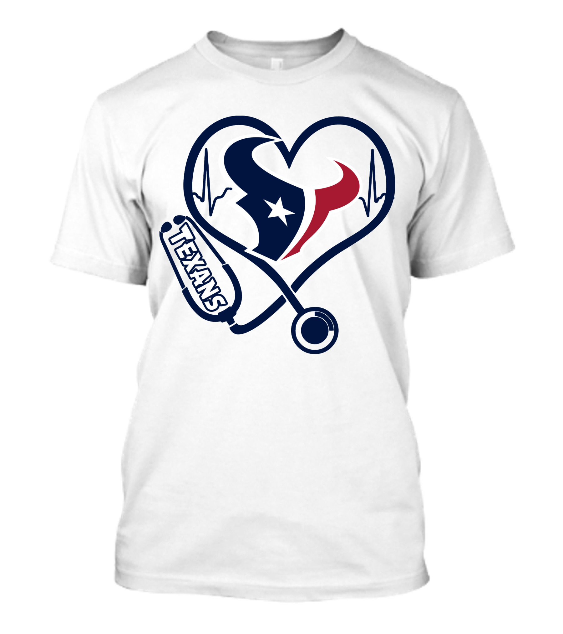 Nurse Love Houston Texans Heartbeat Stethoscope T-Shirt